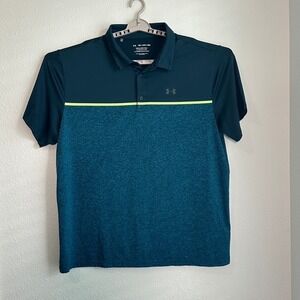 Under Armour 3XL Mens Playoff Golf Polo Shirt Athletic Teal Neon Trim